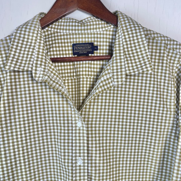 Pendleton Mens Long Sleeve Gingham Button Up Shirt Olive Green Size XL - Picture 2 of 4